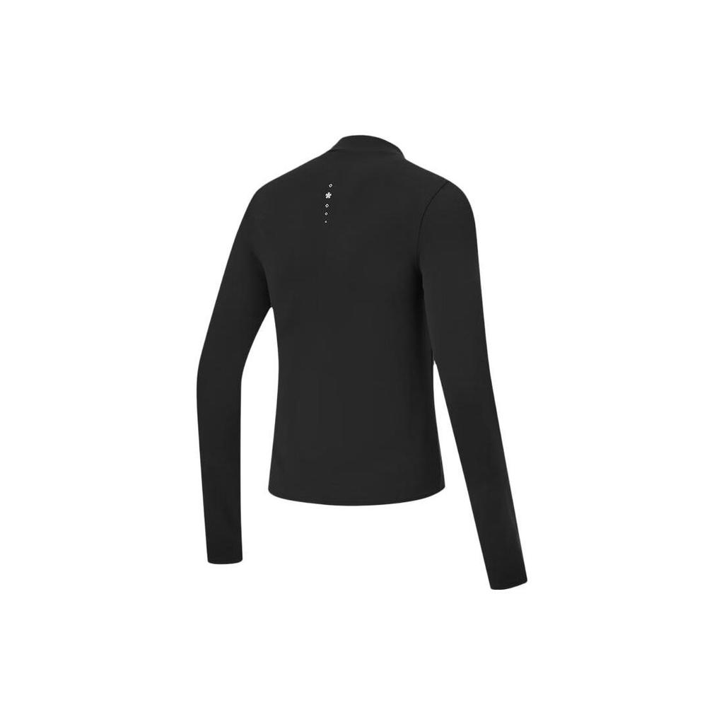 Li-Ning Fitness Series Solid Color High Collar Slim Fit Long Sleeve T-Shirt Women Tops Black ATLT094-2