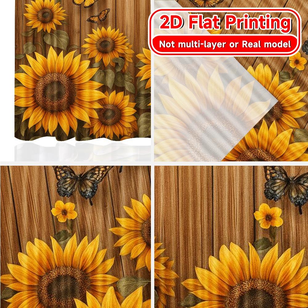 Set Of 2 Flat Printing Butterfly Sunflowers Print Chic Curtains Prints Home Decor Use Bedroom Curtain Semi Sheer For Made Polyester