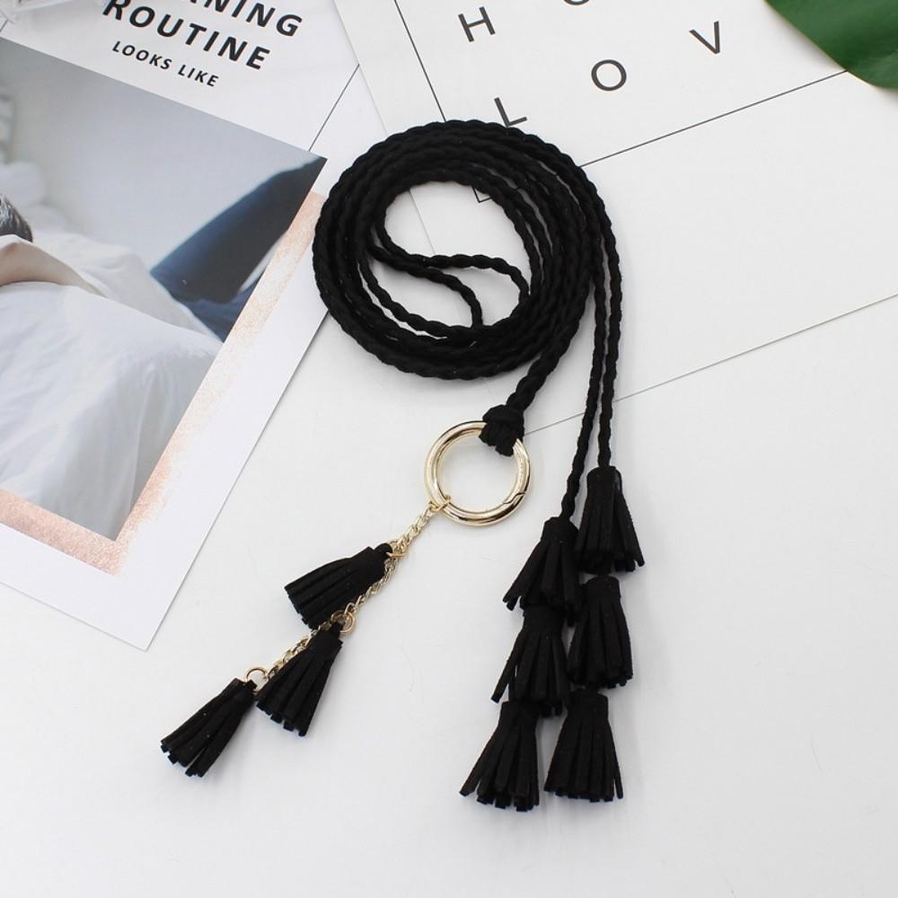 Braided Design Braided Tassel Belt Tassel Detail Dress Waistband Fashion Knit Belt Waist Accessory