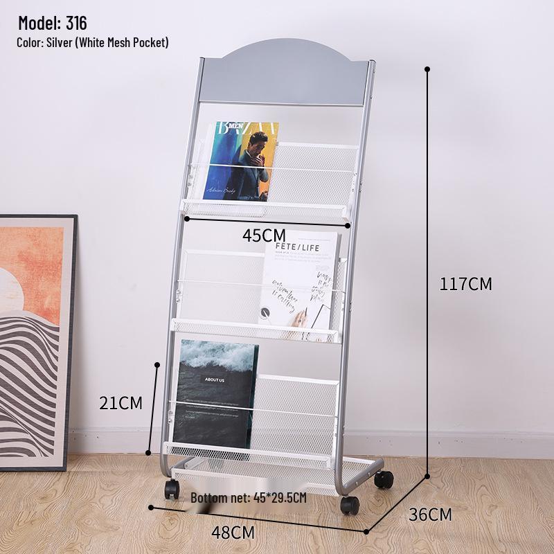 Floor Standing Magazine & Book Display Rack for Periodicals and Promotional Materials