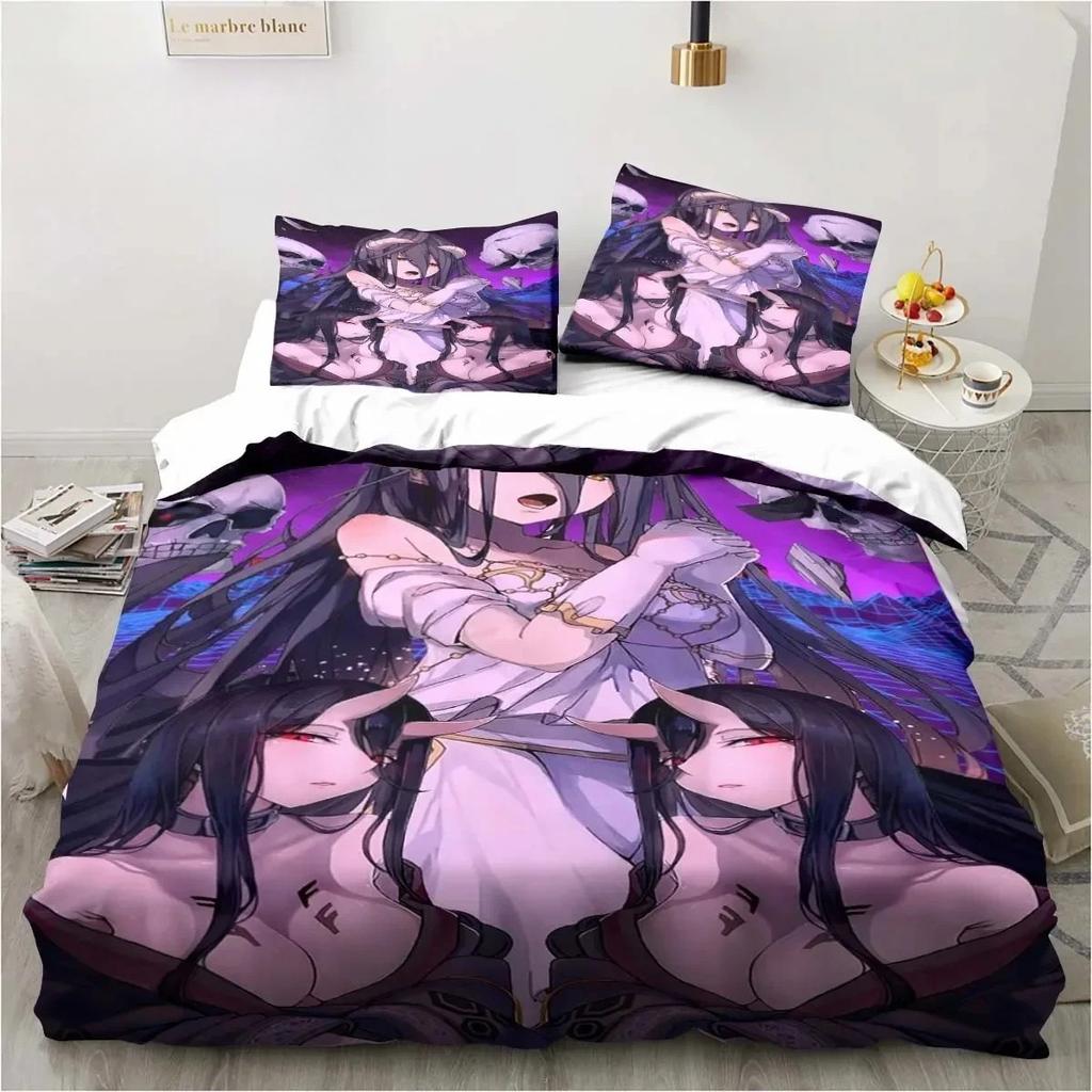Albedo Overload 3D Print Bedding Set Single Twin Full Queen King Size Bed Set Adult Kid Bedroom Hentai Anime Girl Bedding Gift