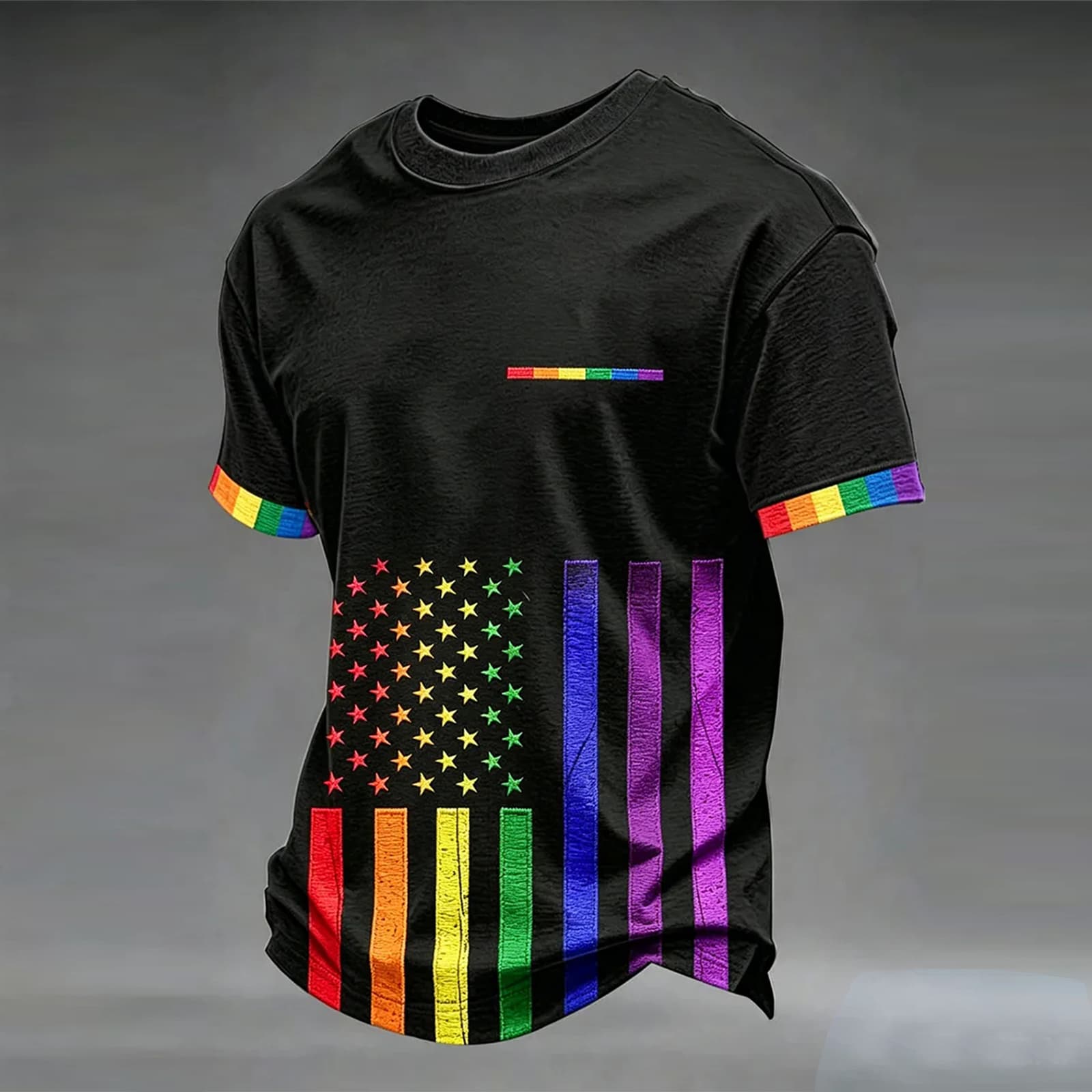 

Men s Casual Round Neck Short Sleeve T-Shirt L чёрный