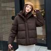 Winter New Women's Hooded Puffer Jacket, Korean Style Simple Versatile Cropped Bread Coat Thicken Cotton Parka Outwear