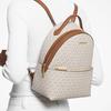 Michael Kors MK Sheila Gold Letter Logo Monogram Large Capacity Zipper Pocket Canvas Backpack Medium Women Backpack White 35F3G6HB6B-VANILLA