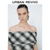 Women's Retro Contrast Plaid Halter Sleeveless T-Shirt