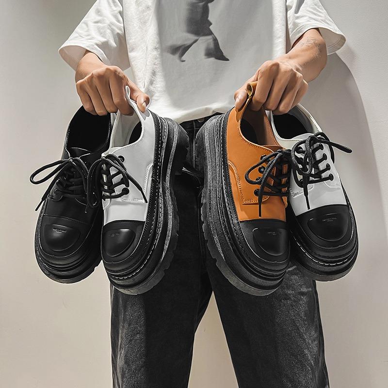 Fashion Men's Casual Shoes Thick Bottom Round Toe Retro All-match Outdoor Shoe for Men Designed Personality Mens Casual Shoes