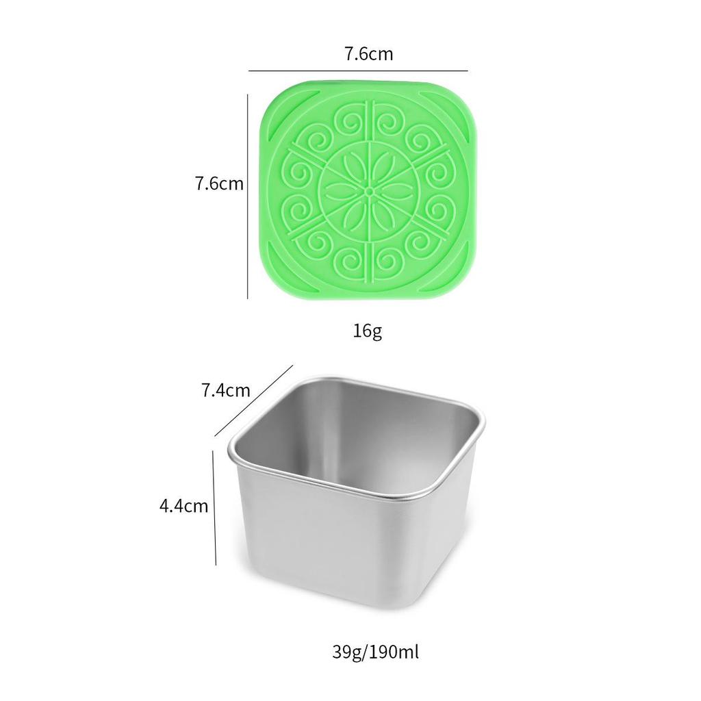 304 Stainless Steel Sauce & Salad Dressing Container with Silicone Lid - Leakproof Square Snack Lunch Box