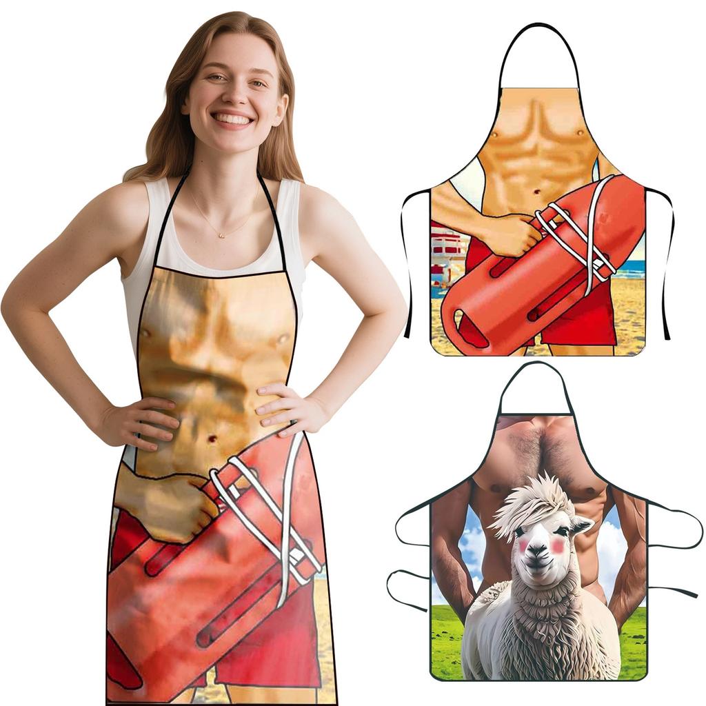 High-value Barbecue Creative And Interesting 3D Printed Waterproof Apron High-value Printed Apron.