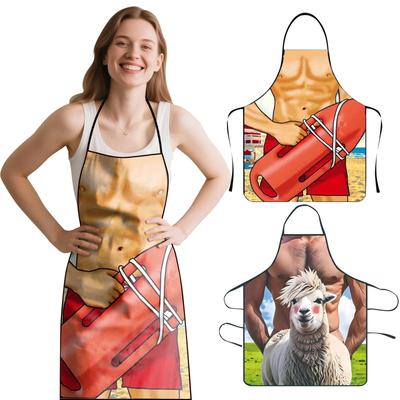 High-value Barbecue Creative And Interesting 3D Printed Waterproof Apron High-value Printed Apron.