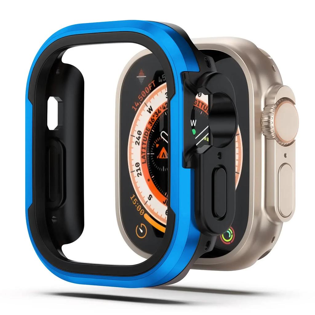 Boett i aluminiumlegering för Apple Watch Ultra 3/2 49mm serie 11 10 9 8 7 6 se TPU Stötfångare+Metallram för iWatch 46/42/45/44/41/40mm