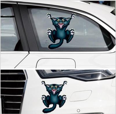 Adesivo Automóvel Motocicleta 3D Gato Louco Estilo de Carro Adesivo e Decalque Decoração Janela de Carro Decoração de Carroceria