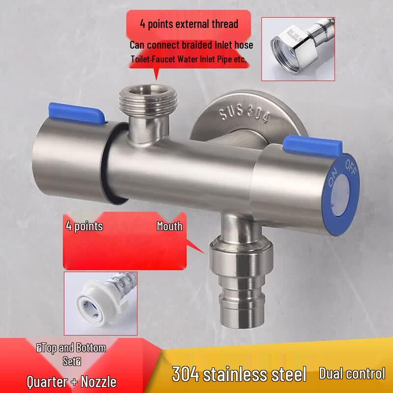 Líndōng 304 Stainless Steel Dual Control 3-Way Spray Faucet with Angle Valve