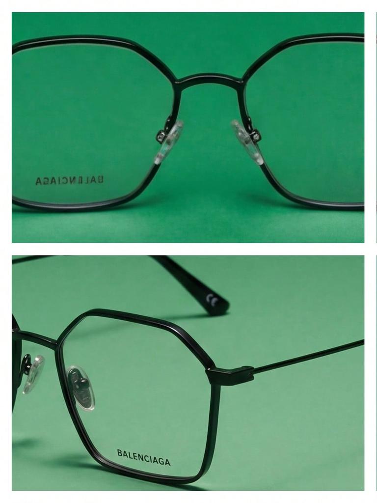 Balenciaga BB0198O 001 54 Hexagonal Eyeglasses Frame
