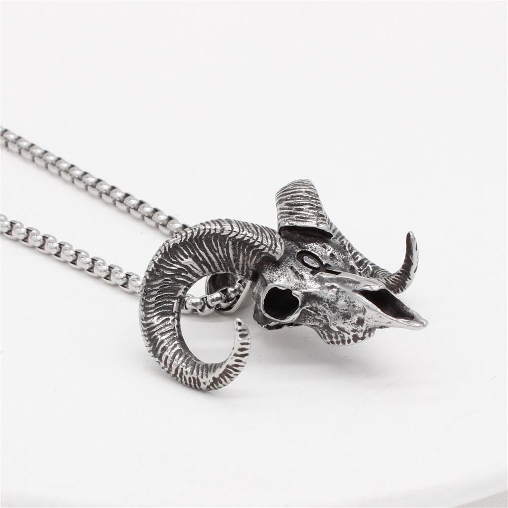 Retro Mode Gotische Bokkenkop Hanger Punk Roestvrij Staal Egyptisch Kruis Ketting Persoonlijkheid Amulet Sieraden Cadeau