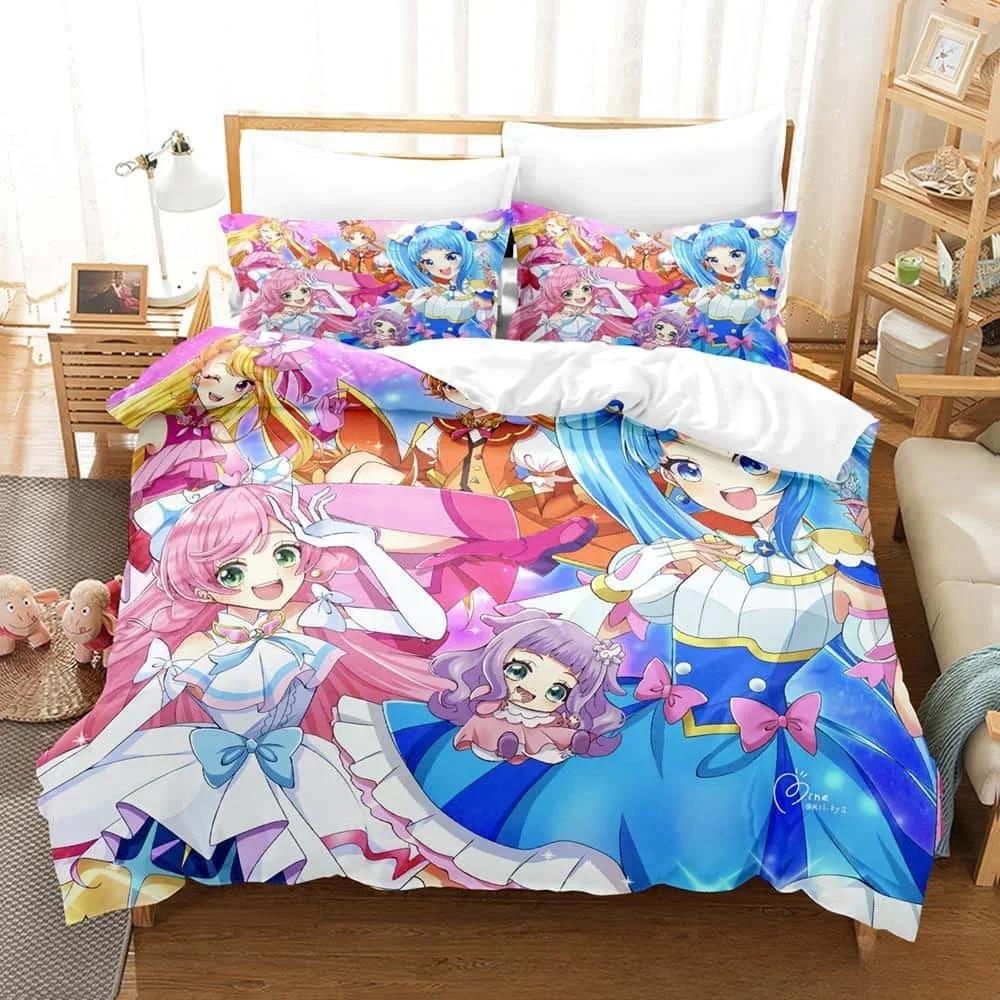 3D Kawaii Anime Hirogaru Sky! Pretty Cure Bedding Set Single Twin Full Queen King Size Bed Set Adult Kid Bedroom Duvetcover Sets