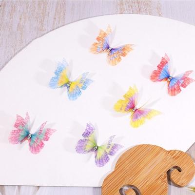 50Pcs 3D Organza Fabric Butterfly Appliques Colorful Clothes Sewing Patch  Bridal Hair Accessories