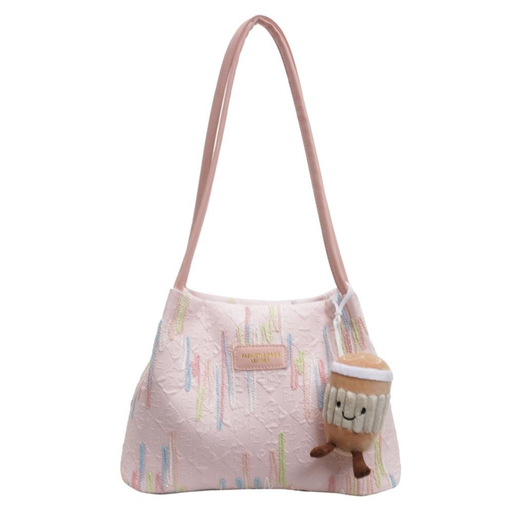 Large Capacity Shoulder Bag Women New Design Striped Tote Bag Nylon Underarm Bag  Office Worker