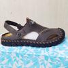 Large size men's sandals beach sandals dual-purpose men's breathable casual hollow leather sandals two-layer cowhide men's shoes