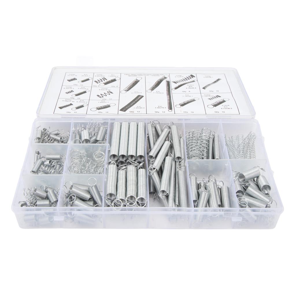 200 st Kompressions- och expansionsfjädrar Kit 20 stilar Förzinkat stål för Bilreparation DIY-projekt