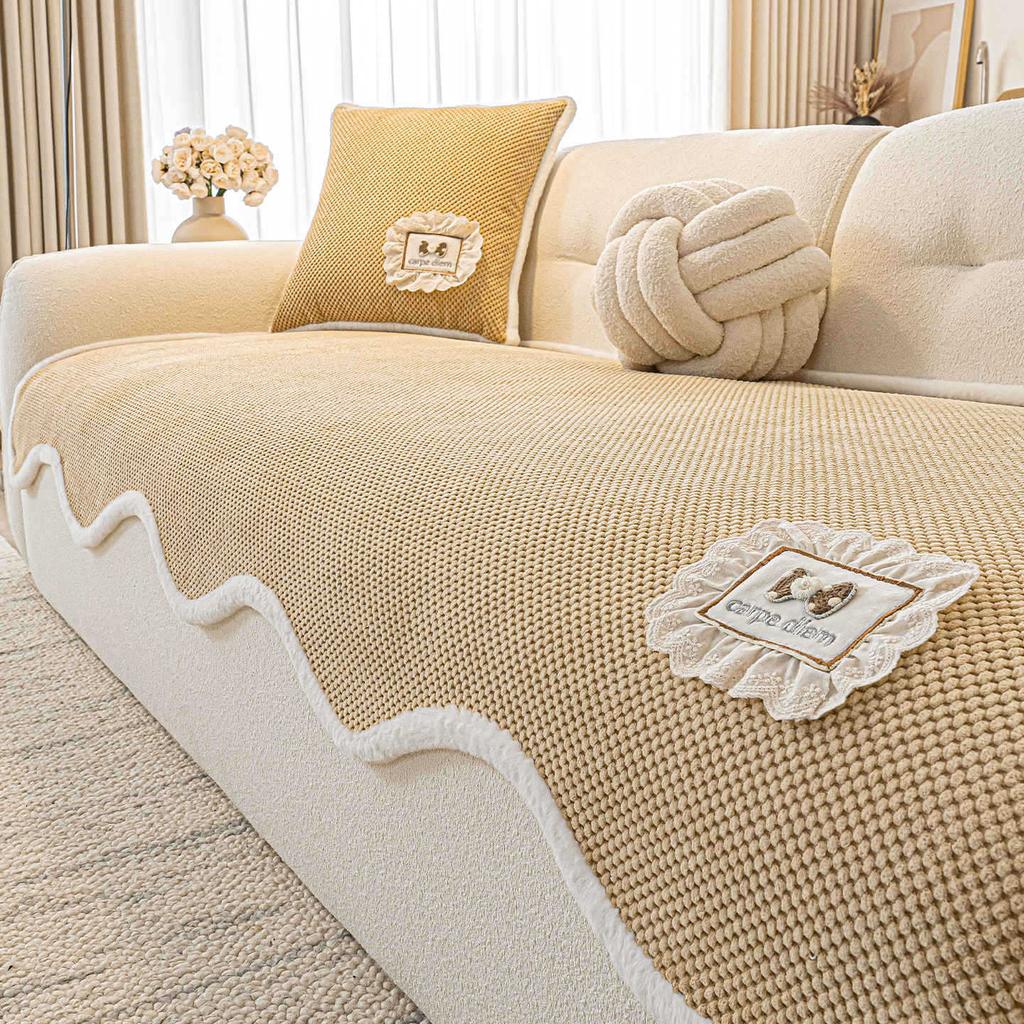 Cream wind special-shaped sofa cushion universal in all seasons 2025 new irregular sofa seat cushion fixed non-slip cover cloth towel