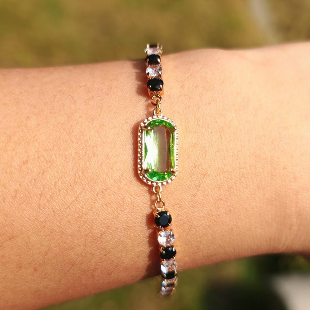 

1 шт. Модный цветной браслет из циркония, выдвижные регулируемые браслеты для женщин, браслет, повседневные украшения, аксессуары для вечеринок, подарки для лучших подруг чёрный