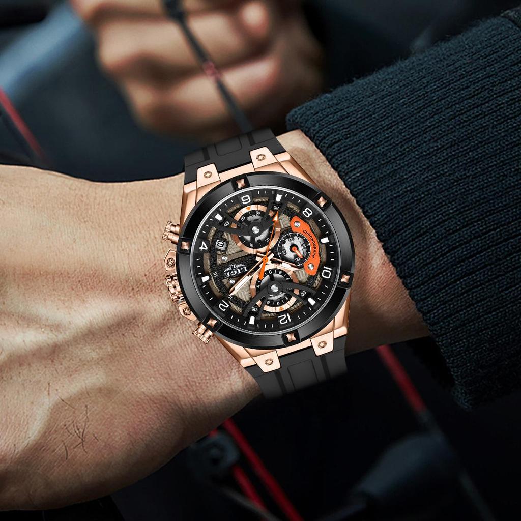 LIGE Herrenuhren Mode Weiches Silikonarmband Wasserdicht Kalender Business Sport Herren Quarzuhren