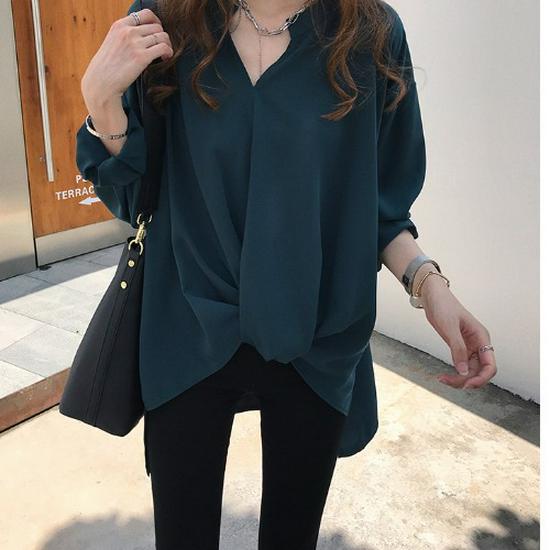 

Свободная женская рубашка из шифона с длинным рукавом, весна-осень 2025 г. 4XL зелёный