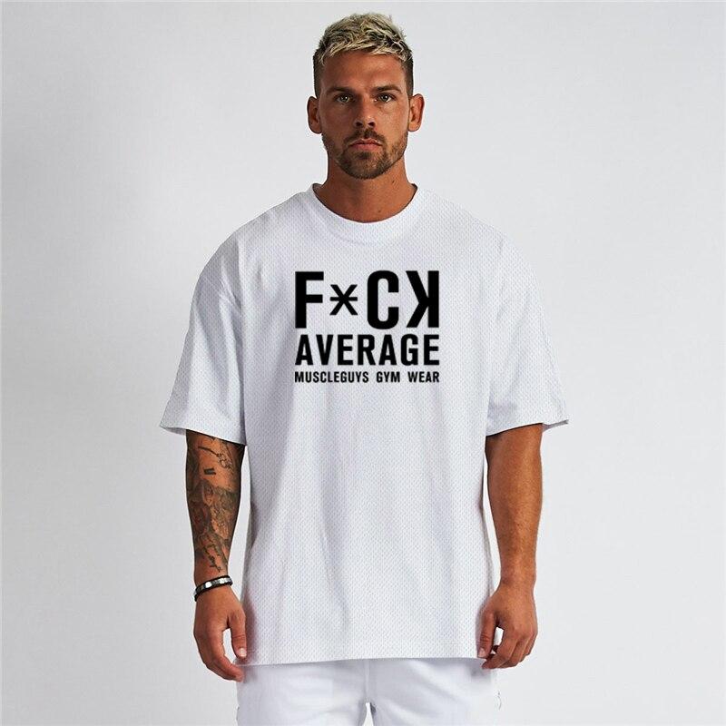 

Muscleguys Oversize Фитнес-тренировка Мужская простая дышащая свободная футболка из полиэстера с короткими рукавами