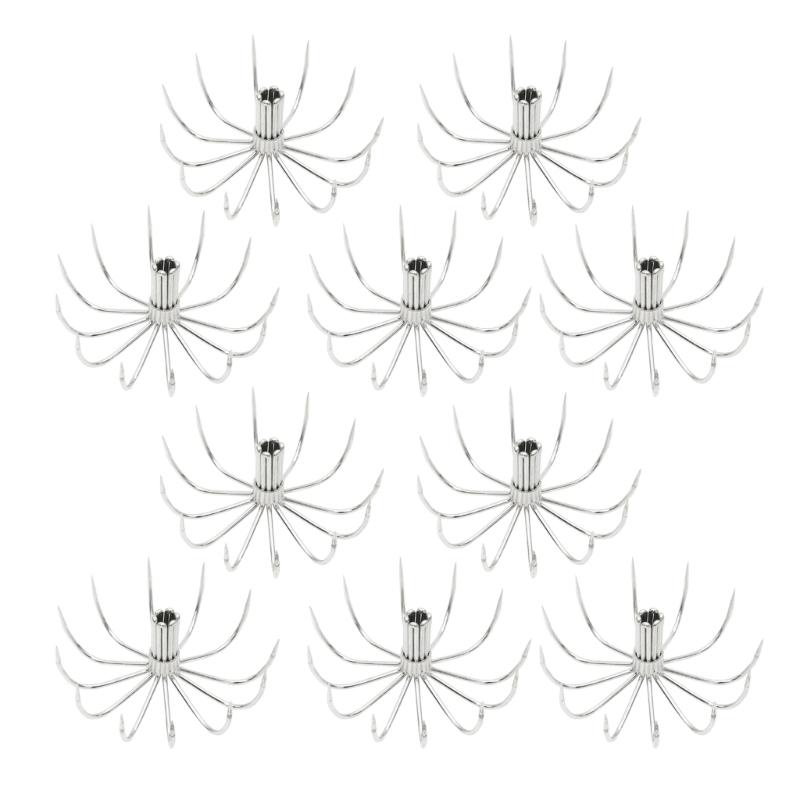 10Pcs Stainsless Steels Squid Hook Sea Fishings Fishes Hook Squid Jig Fishings Baits Hook Barbed Umbrellas Fishings Hook