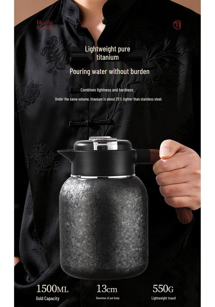 Portable High-End Pure Titanium Tea Set with Insulated Teapot and Teacups - Ideal for Business Travel and Gifts