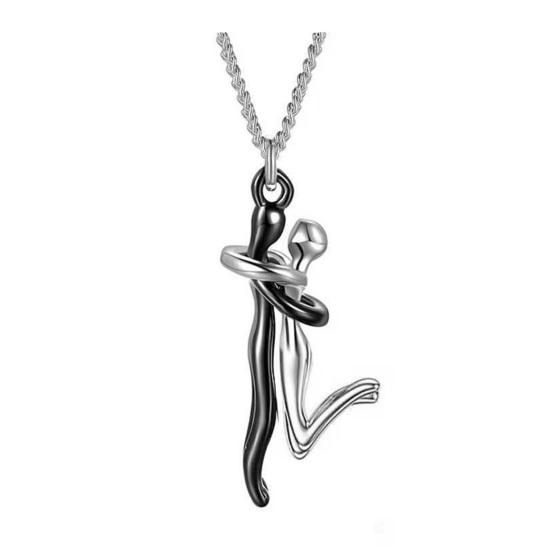 Paar Umarmung Anhänger Halskette 3D Umarmendes Paar Anhänger Halskette Romantische Liebeshalskette Valentinstag Jubiläumsgeschenk