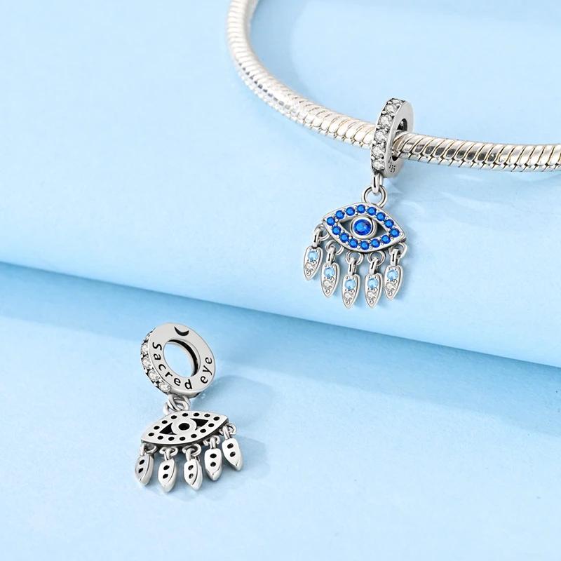 Composants de Perles à Charme Métal Cuivre Yeux Abysse Océan Bleu Composants de Perles Compatibles Avec Composants de Perles à Charme Plata Authentique Original Bracelet Haut