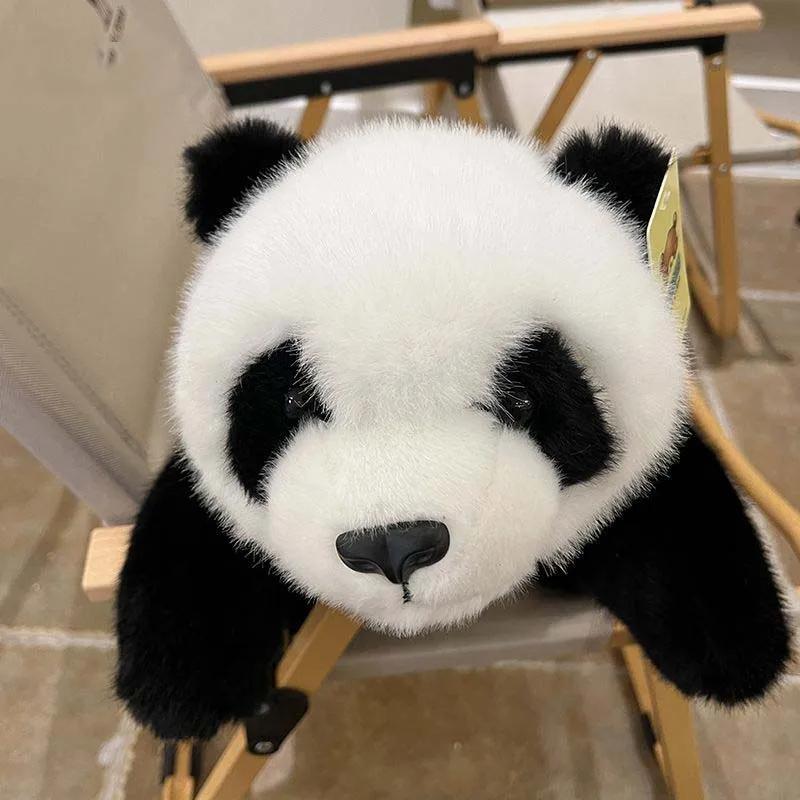 Simulation Realistisch Flauschiger Zoo Panda Weiches Plüschtier Niedliche Bären Plüschtier Puppe Liegend Lustige Spielzeuge für Mädchen Geburtstagsgeschenke