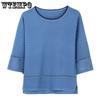 Women's Knitted T-shirt Loose Short Spring Women's Mid Sleeve Top Thin Middle Aged Mom T-shirt
