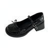 Mode Schleife kleine Lederschuhe Damen 2025 neu Herbst leicht und vielseitig dicksohlige erhöhende britische Mary Jane Schuhe