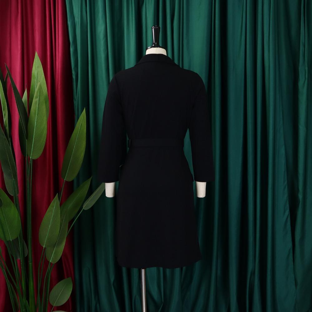 Fashion High Waist Pleated Midi Dress Women Office Business Casual Spliced Slim Fit Blazer Dress