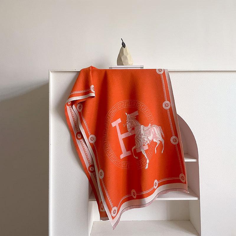 Autumn And Winter Popular Shawl Outside Women'S Scarf Office Blanket Cashmere Fringed Warm Scarf Live Stream