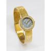 Round Quartz Watch For Women Rhinestone Bezel Geometric Line Dial Textured Mesh Strap Elegant Daily Waterproof Wristwatch