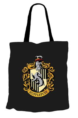 ERT GROUP Harry Potter Large Tote Bag (Hufflepuff) - Stylish A4 Canvas Shoulder Bag for Men and Women, Large Capacity, Black, 100% Cotton, Foldable,