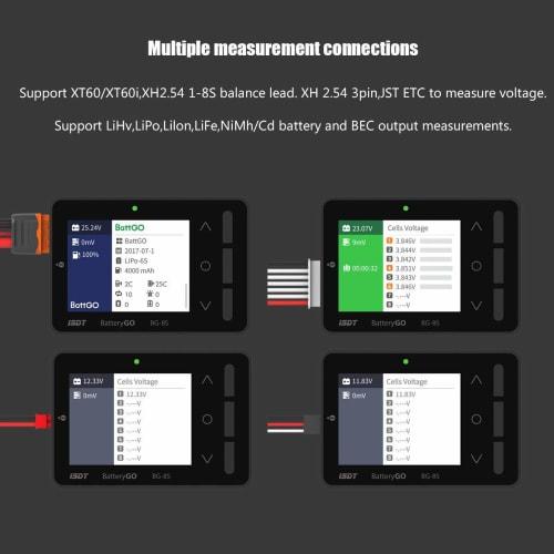ISDT BG-8S LiPo Battery Checker/Balancer [1-8S Balancing, Mobile Charging, RC Servo Tester]