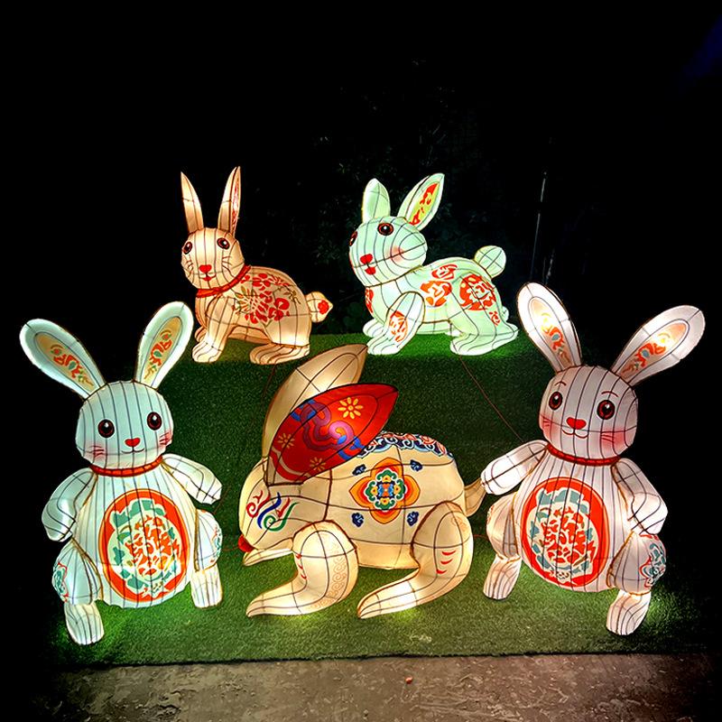 Large-Scale Festive Lanterns - Chang e & Jade Rabbit Design Light-Up Decor for Scenic Spots, Squares & Lantern Displays