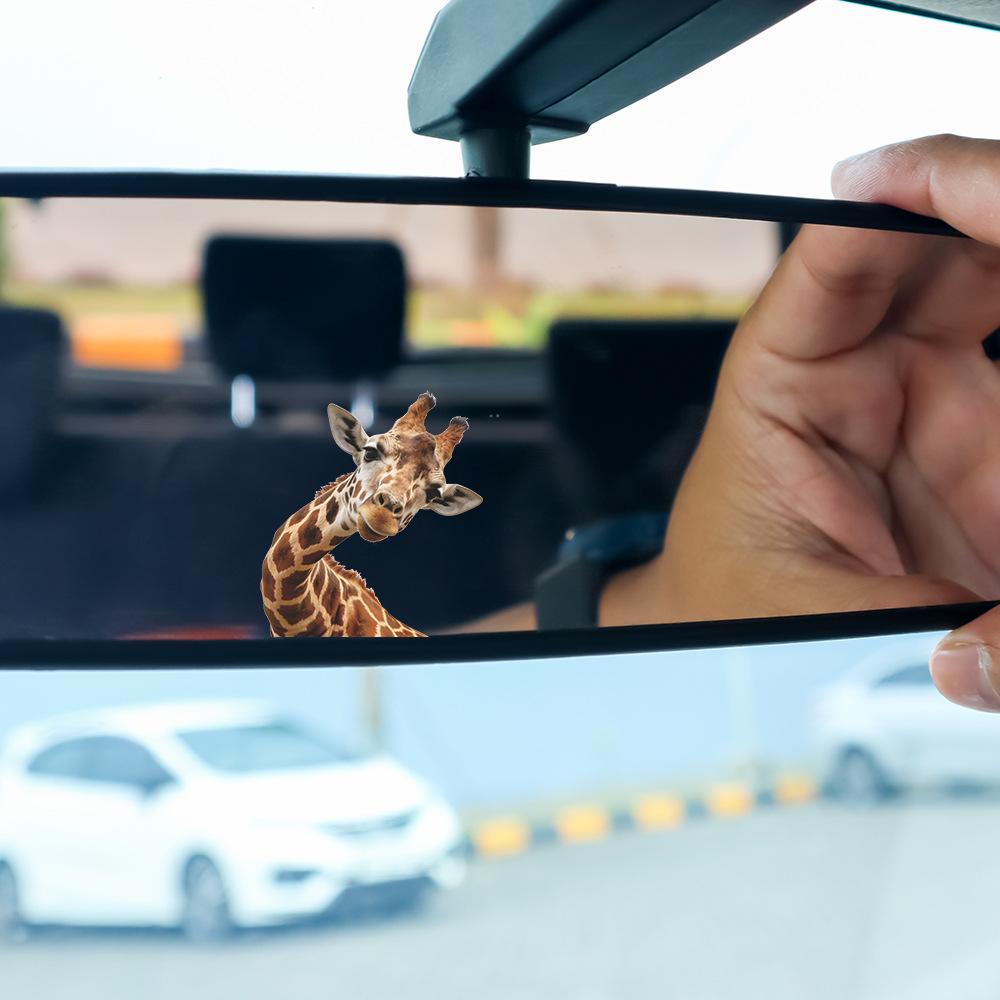 Cartoon Painted Giraffe Car Rearview Mirror Glass Beautification Decoration Sticker