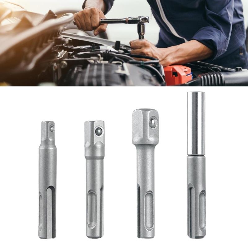 4Pcs Drill Socket Adapter 1/4 3/8 1/2 Nut Driver Socket Hexagonal Shank Extension Socket Adapter For Screwdriver Hand Tool