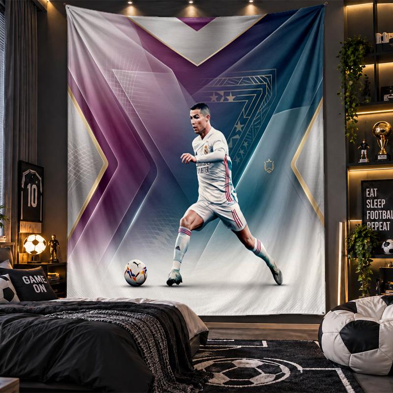 Wandbehang Wandteppich Cristiano Ronaldo Druck Stoff für Wohnzimmer Schlafzimmer Heimdekoration
