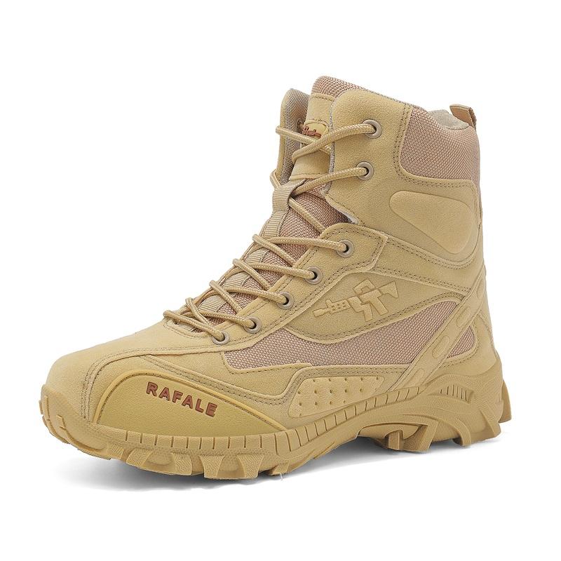 Stivali Tattici Militari da Uomo Taglie Forti 39-46 Forze Speciali Taglio Alto Esercito Combattimento nel Deserto Colore Sabbia Pelle Scarpe da Lavoro