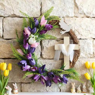 Easter Cross Wreath Festival Front Door Decoration Wreath Courtyard Decoration Wreath