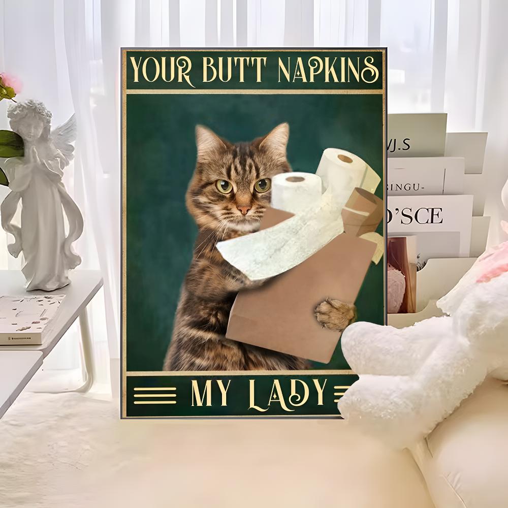 Are You Pooping Bathroom Sign Funny Cat Quotes Classic Vintage Posters HD Quality Wall Art Retro Poster for Home Room Wall Decor