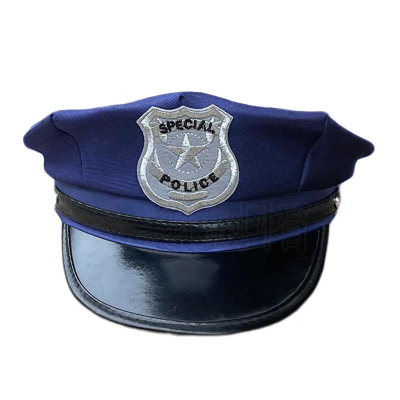 Adult Police Hat Octagonal Flat Top Hat Role Play Fun Props U.S. Police Hat Uniform Accessory Halloween Mardi Gras Party