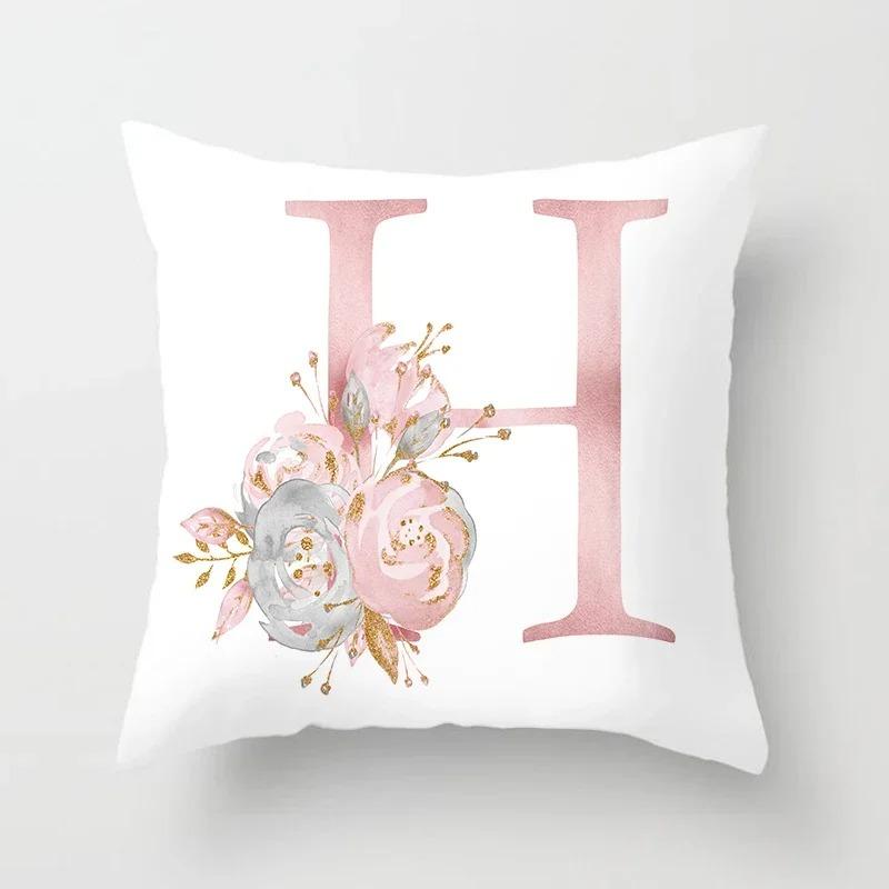 Sweet Pink Pillowcase Decoration 26 Letters Pillowcase Pillowcase Car Cushion Cover Home