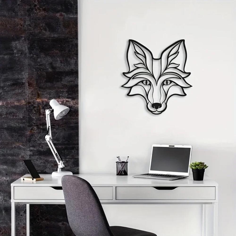 Black Metal Fox Iron Silhouette Wall Art Home Decoration Sculpture